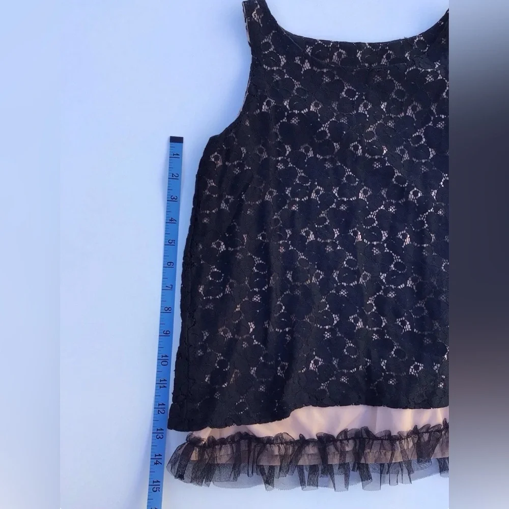 Gap Kids Girl XL Party Tank Black Lace Tulle Sleeveless Top Lined Dressy Casual